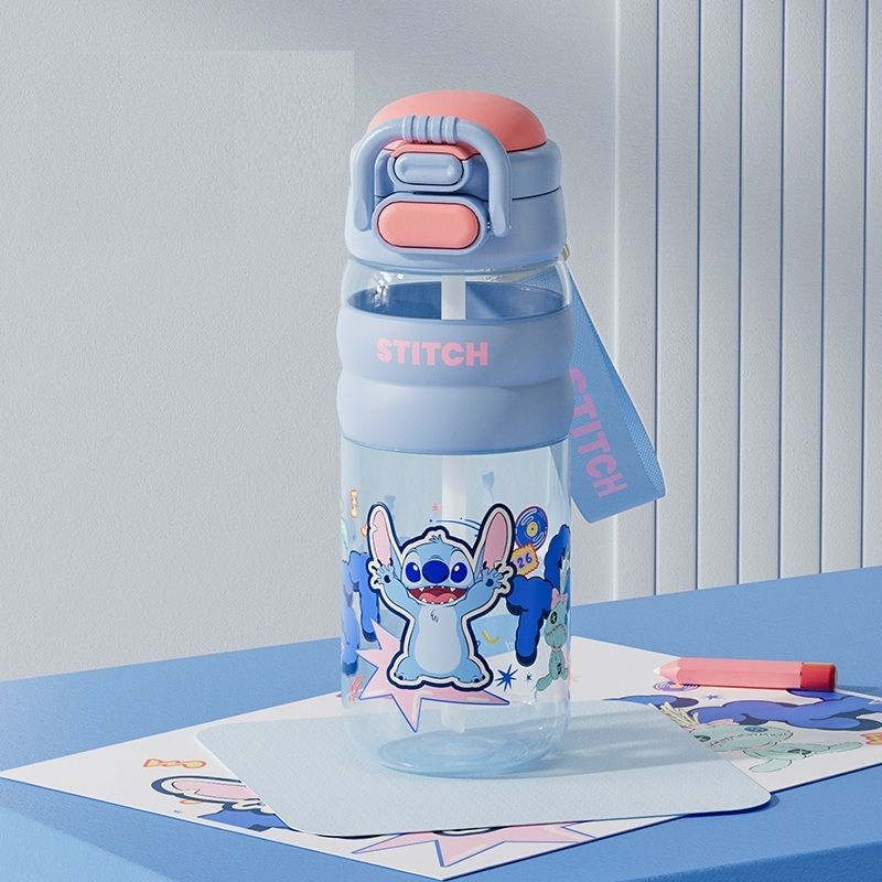 迪士尼史迪仔 - 兩段開合式便攜式水樽(吸管 | 直飲)(600ml)