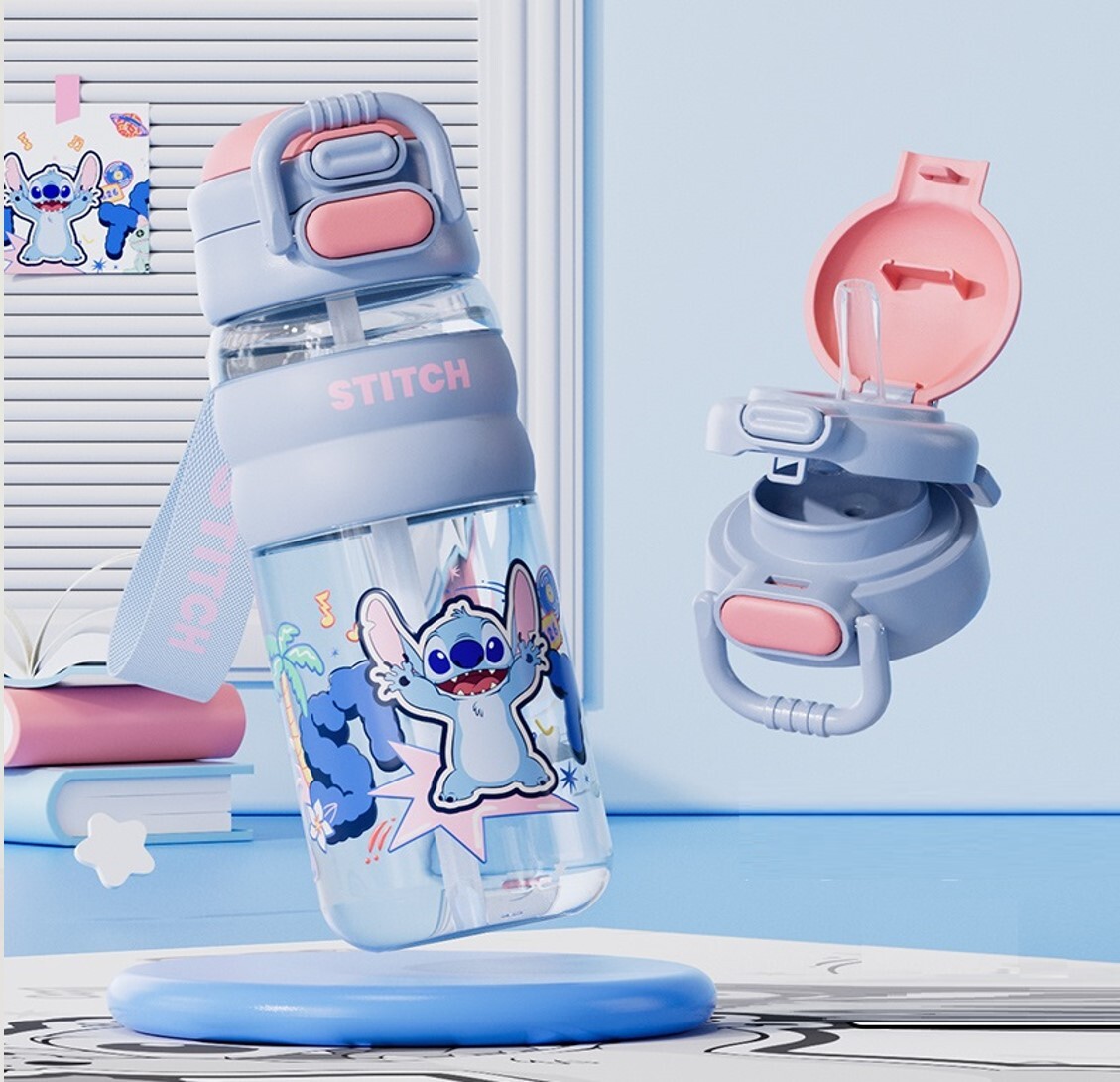 迪士尼史迪仔 - 兩段開合式便攜式水樽(吸管 | 直飲)(600ml)