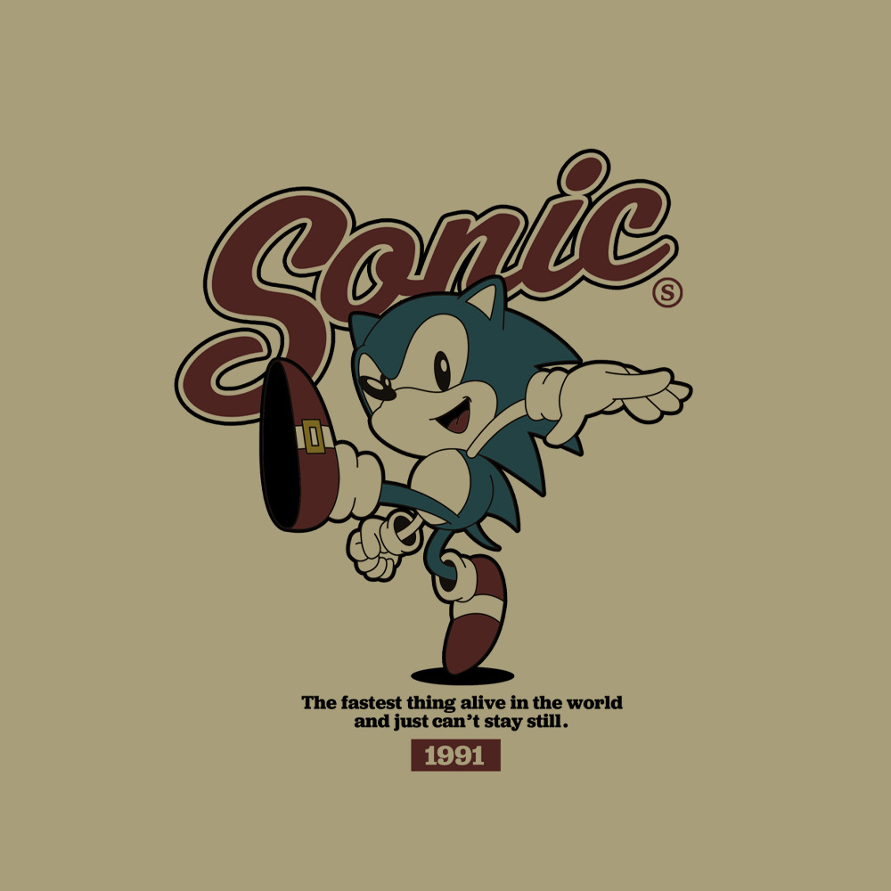 Cospa 0519 クラシックソニック ヴィンテージ Tシャツ [ソニック・ザ・ヘッジホッグ] SAND KHAKI