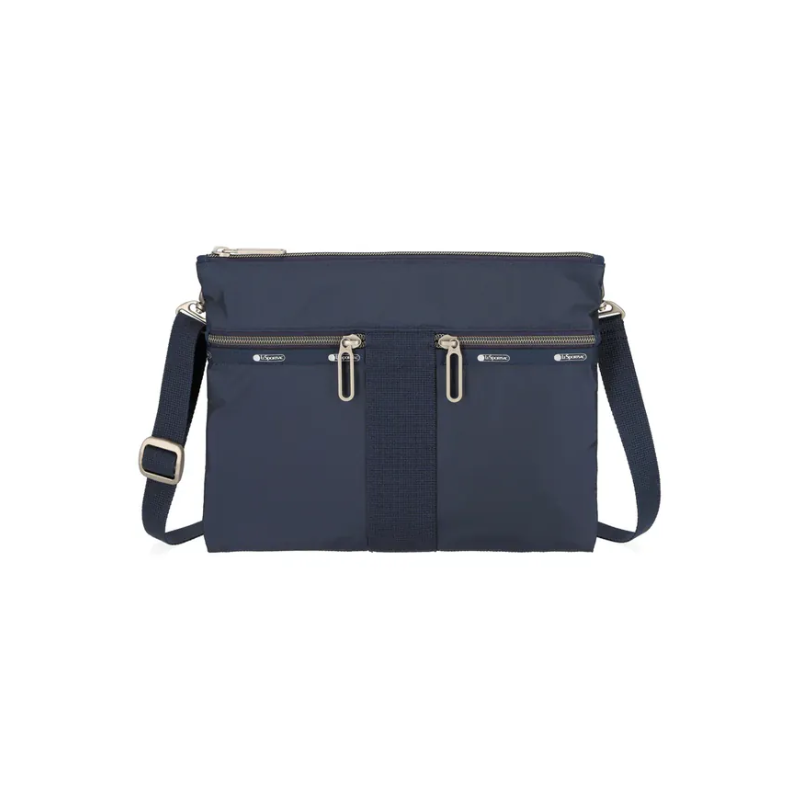 輕便拉鍊斜背包(DARK BLUE C)