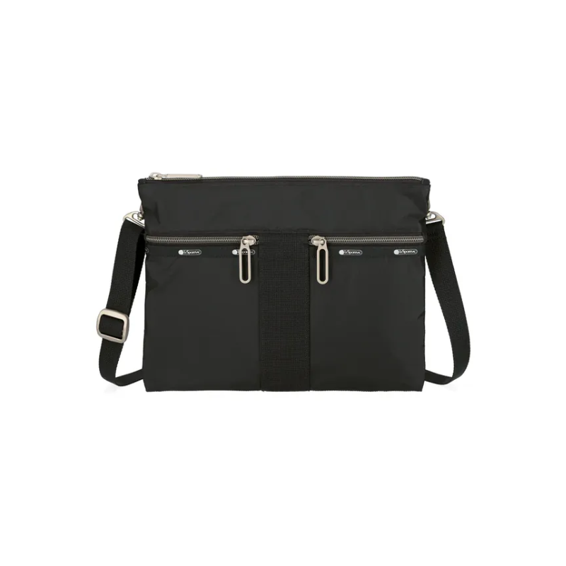 輕便拉鍊斜背包(BLACK C)