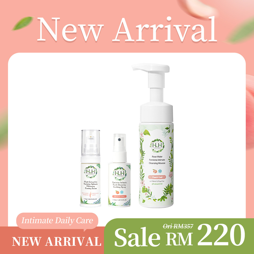 【Mousse Total Care Set】HH Intimate Cleansing Mousse(170ml) + Soothing Spray(50ml) + Whitening Serum(30ml)