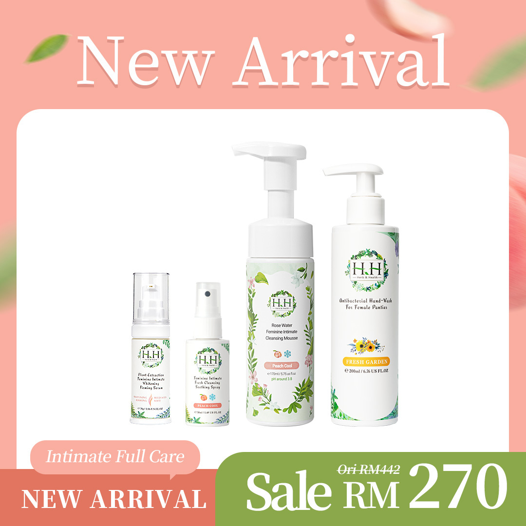 【Mousse Super Value Set】HH Intimate Cleansing Mousse(170ml) + Soothing Spray(50ml) + Whitening Serum(30ml) + Panties Wash(200ml)