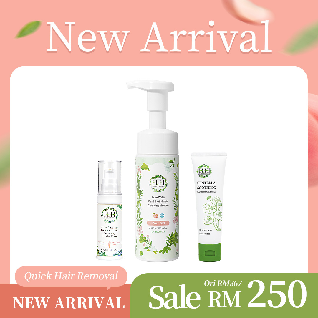 HH Hair Removal Cream(50g) + Intimate Cleansing Mousse(170ml) +Whitening Serum(30g)