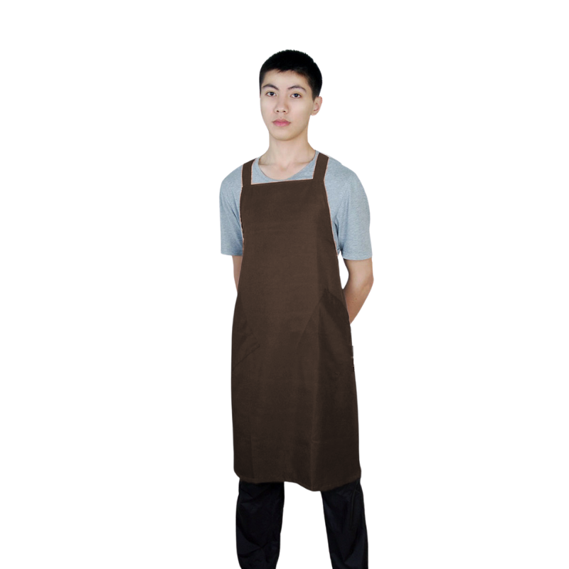 咖啡色後交叉工作服