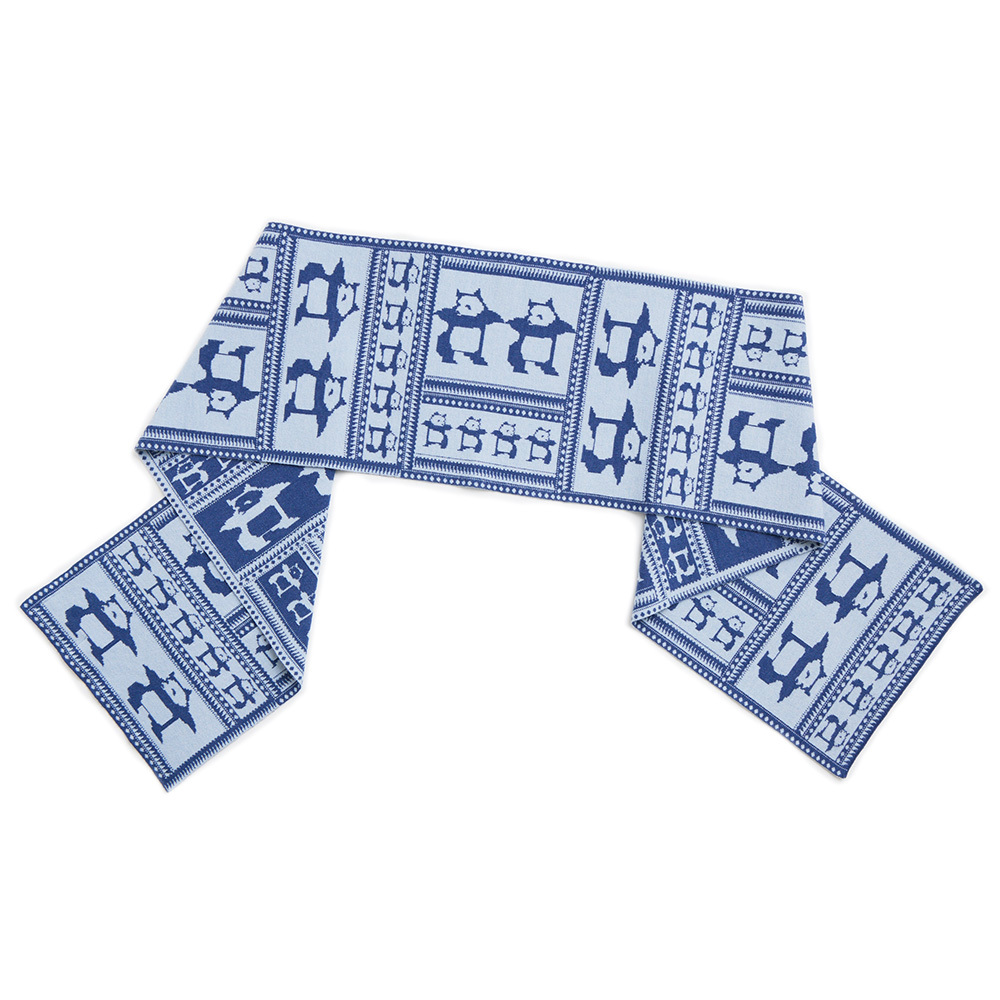 Dancing Chinese Medicine Maze Scarf Blue