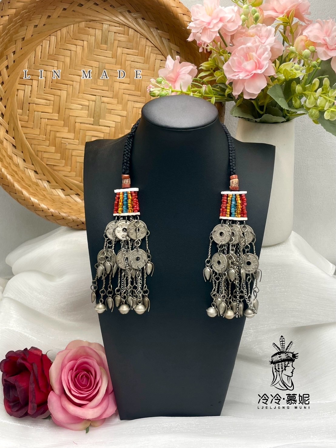 L-No.67貿易老珠少女耳掛14cm