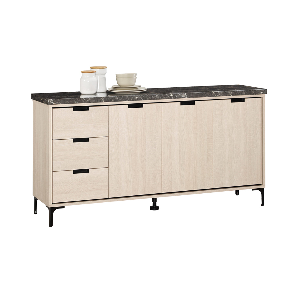 奈迪5.2尺黑色石面收納餐櫃/碗盤櫃/電器櫃/置物矮櫃