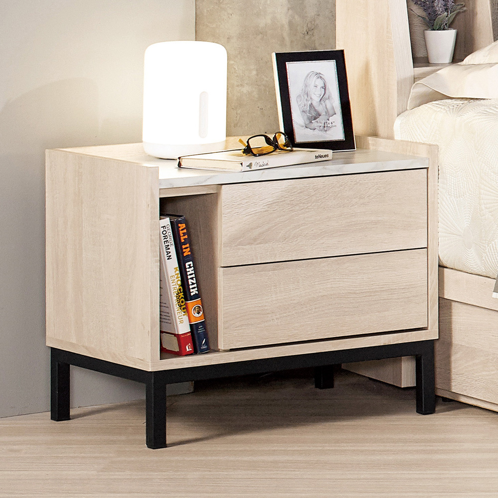 妮絲1.8尺仿石面床頭櫃/二抽收納櫃/置物櫃