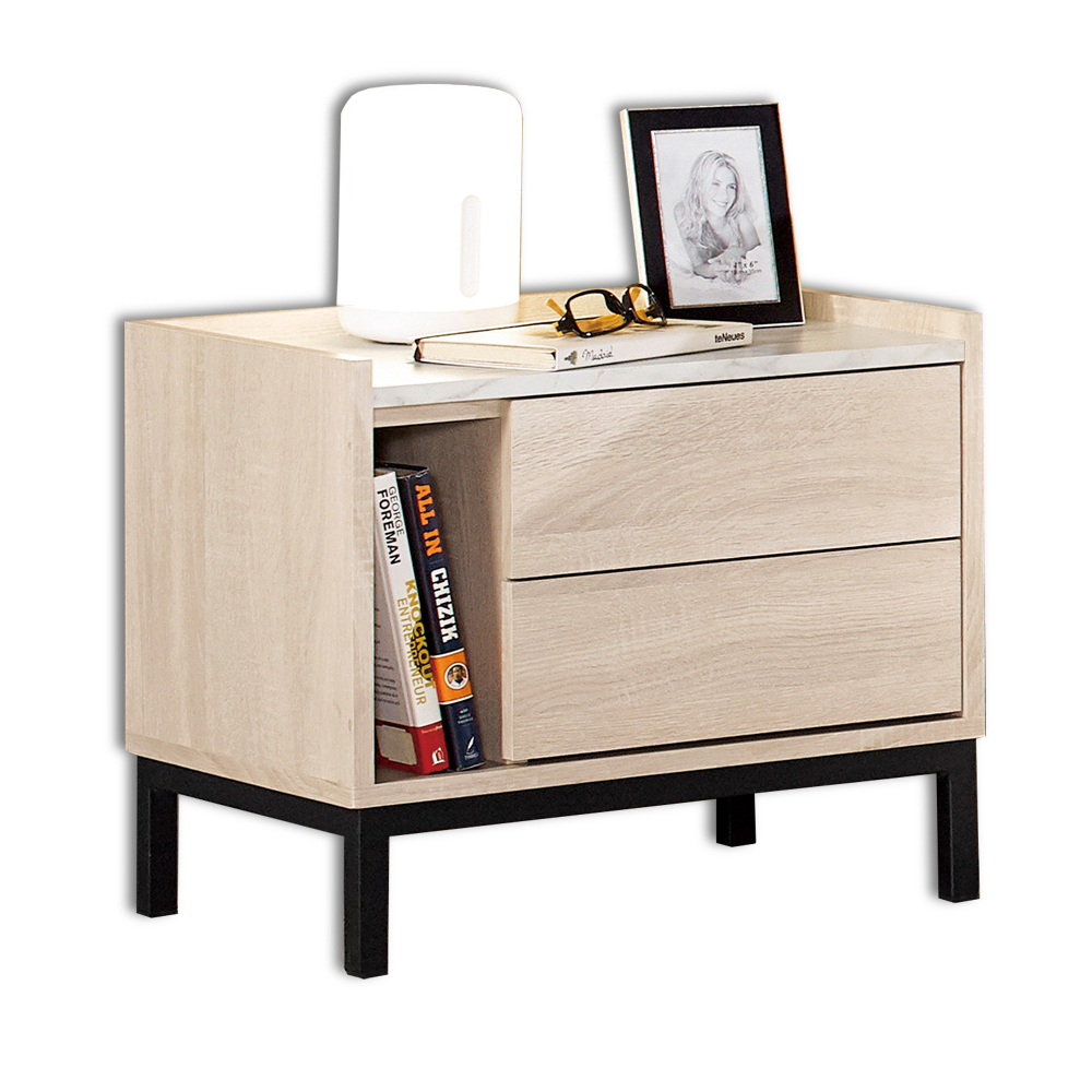 妮絲1.8尺仿石面床頭櫃/二抽收納櫃/置物櫃