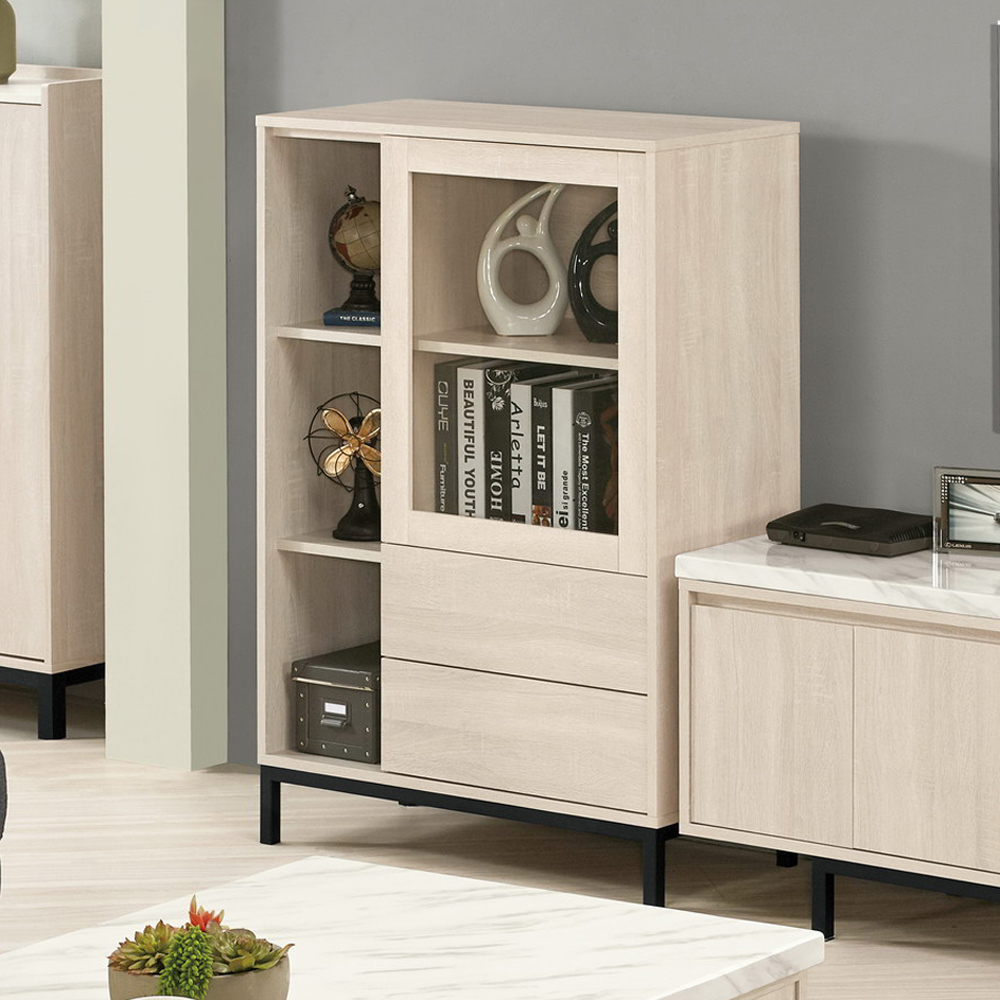 妮絲2.7尺一門二抽低展示櫃/收納置物櫃