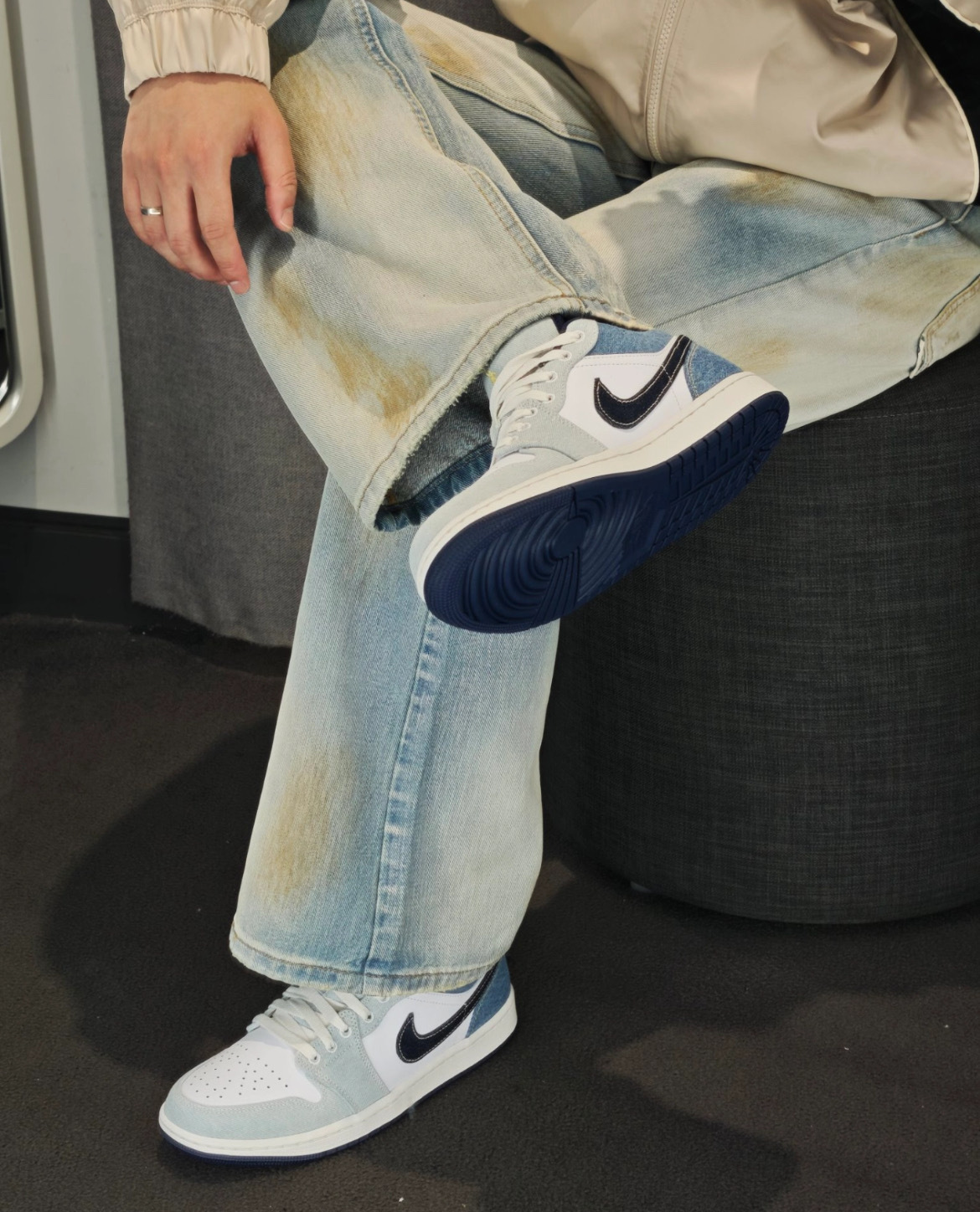 男鞋 NIKE AIR JORDAN 1 LOW SE 'Denim' 牛仔藍 喬丹 拼接 低筒 運動 休閒鞋【IH0648-141】AJ1