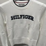 [S] TOMMY HILFIGER WHITE WOMEN HILFIGER LOGO EMBROIDERED SWEATER, XW04183-101 (STH1201)