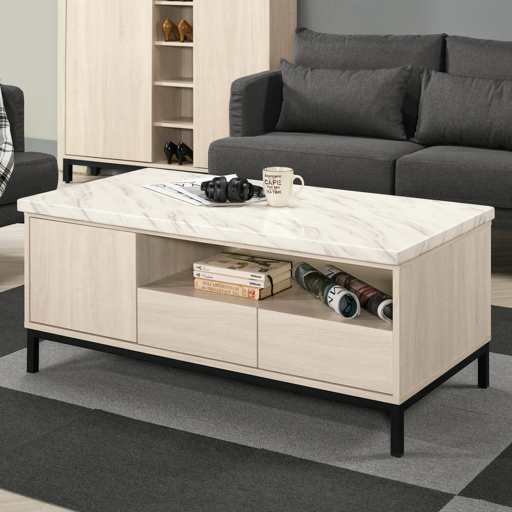 妮絲3.9尺石面大茶几(二門二抽)