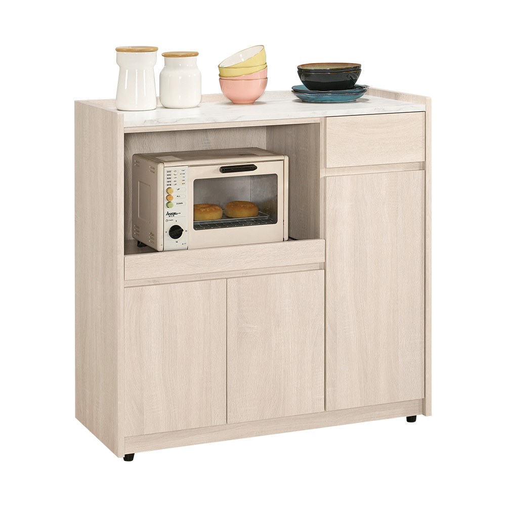 妮絲3尺仿石面收納餐櫃/碗盤置物櫃/電器櫃