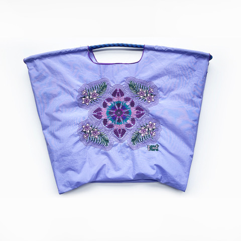 Ball＆Chain 刺繡環保購物袋 L號 - 紫 (36410126)