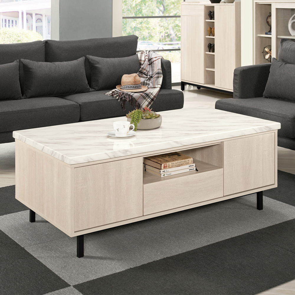 妮絲4.4尺石面大茶几(四門二抽)