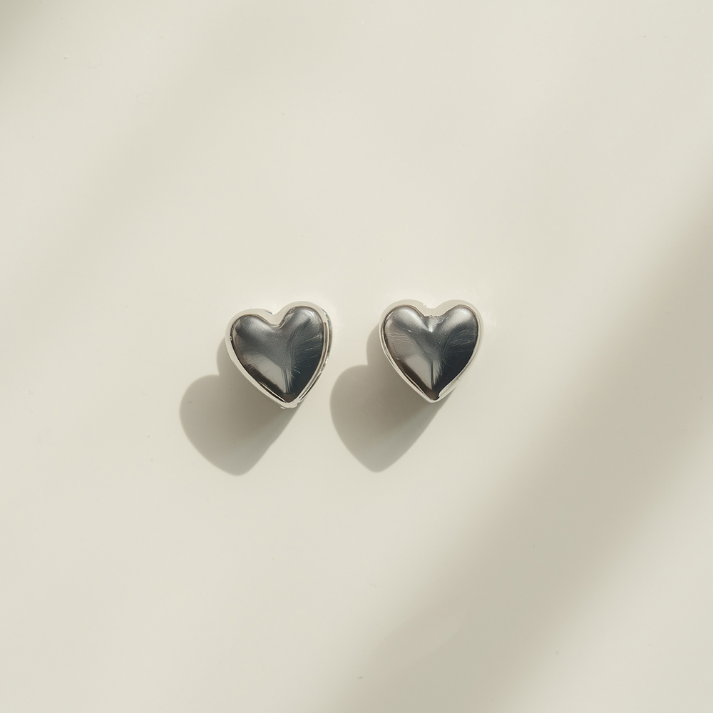 Simple double-sided three-dimensional heart earrings【07030952】in stock+pre-order