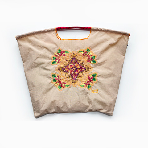 Ball＆Chain 刺繡環保購物袋 L號 - 卡其 (36410121)