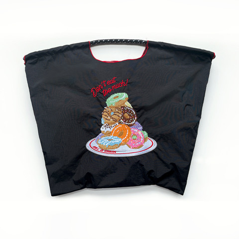 Ball＆Chain 刺繡環保購物袋 L號 - 黑 (30116001)