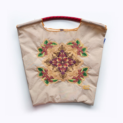 Ball＆Chain 刺繡環保購物袋 M號 - 卡其 (36400121)