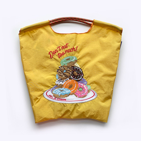 Ball＆Chain 刺繡環保購物袋 M號 - 黃 (30106075)