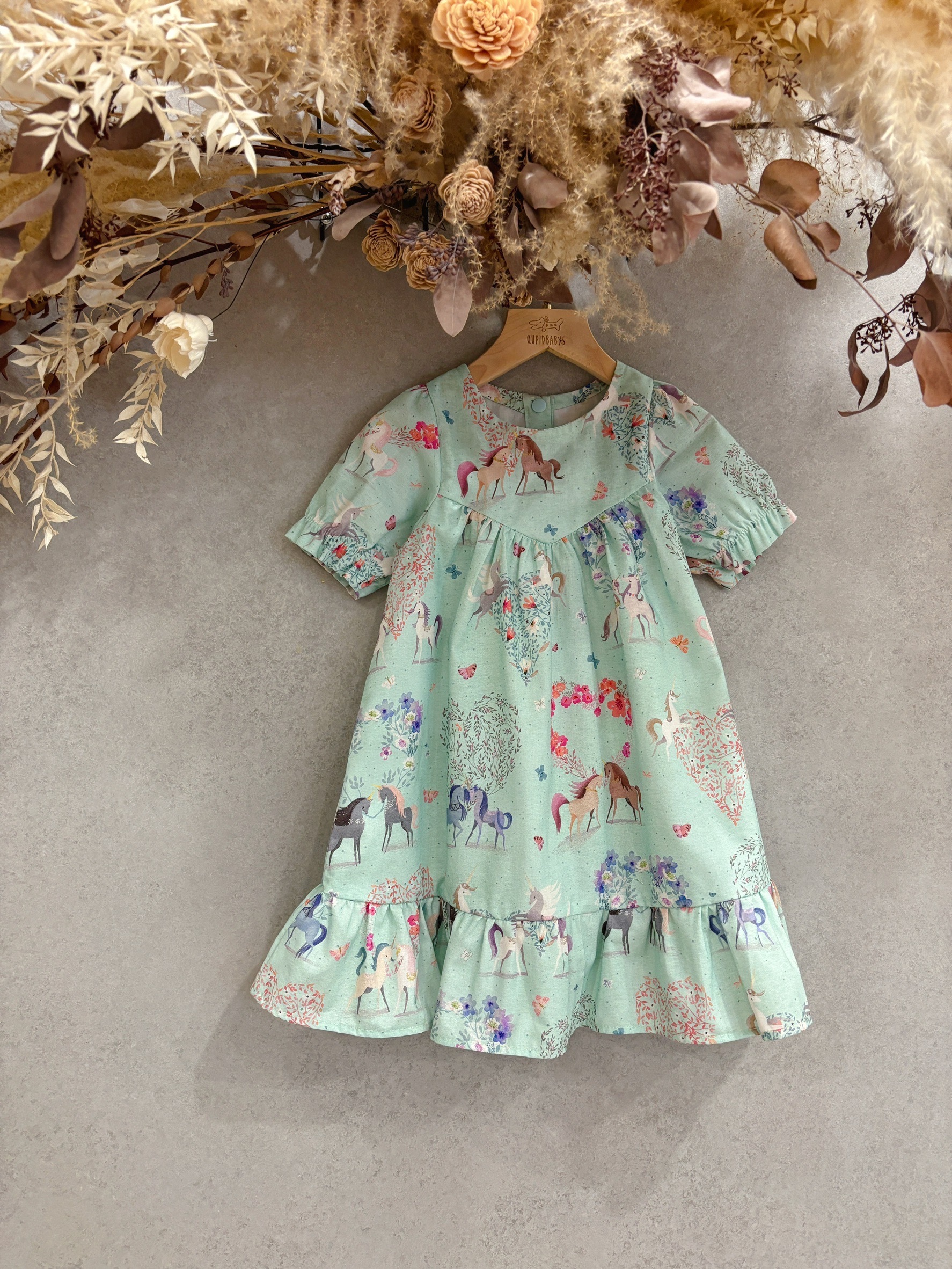 蒂芬妮綠獨角獸 短袖宮廷蛋糕洋裝(100)