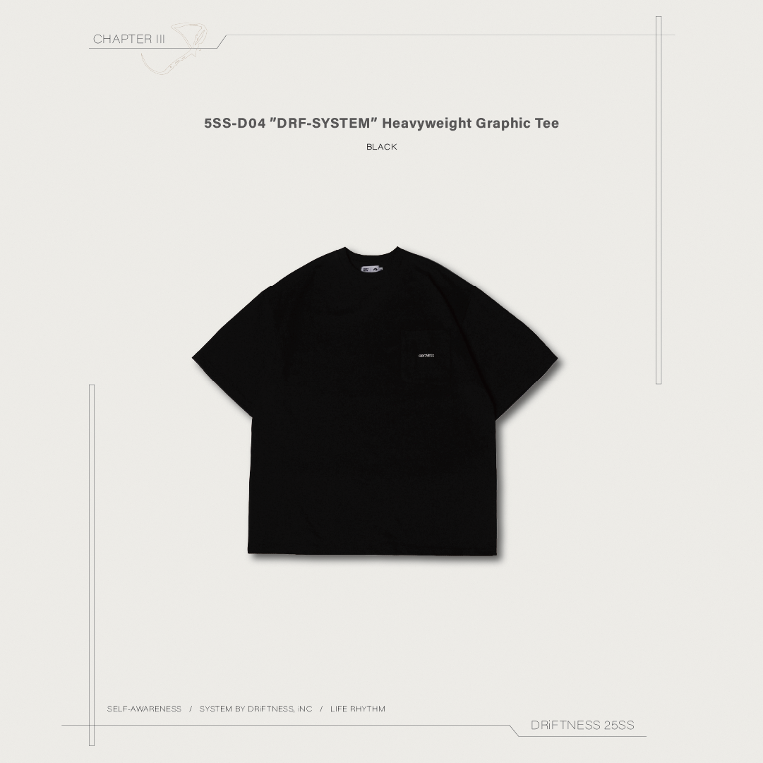 DRiFTNESS | 5SS-D04 ”DRF-SYSTEM” 厚磅背圖T - Black