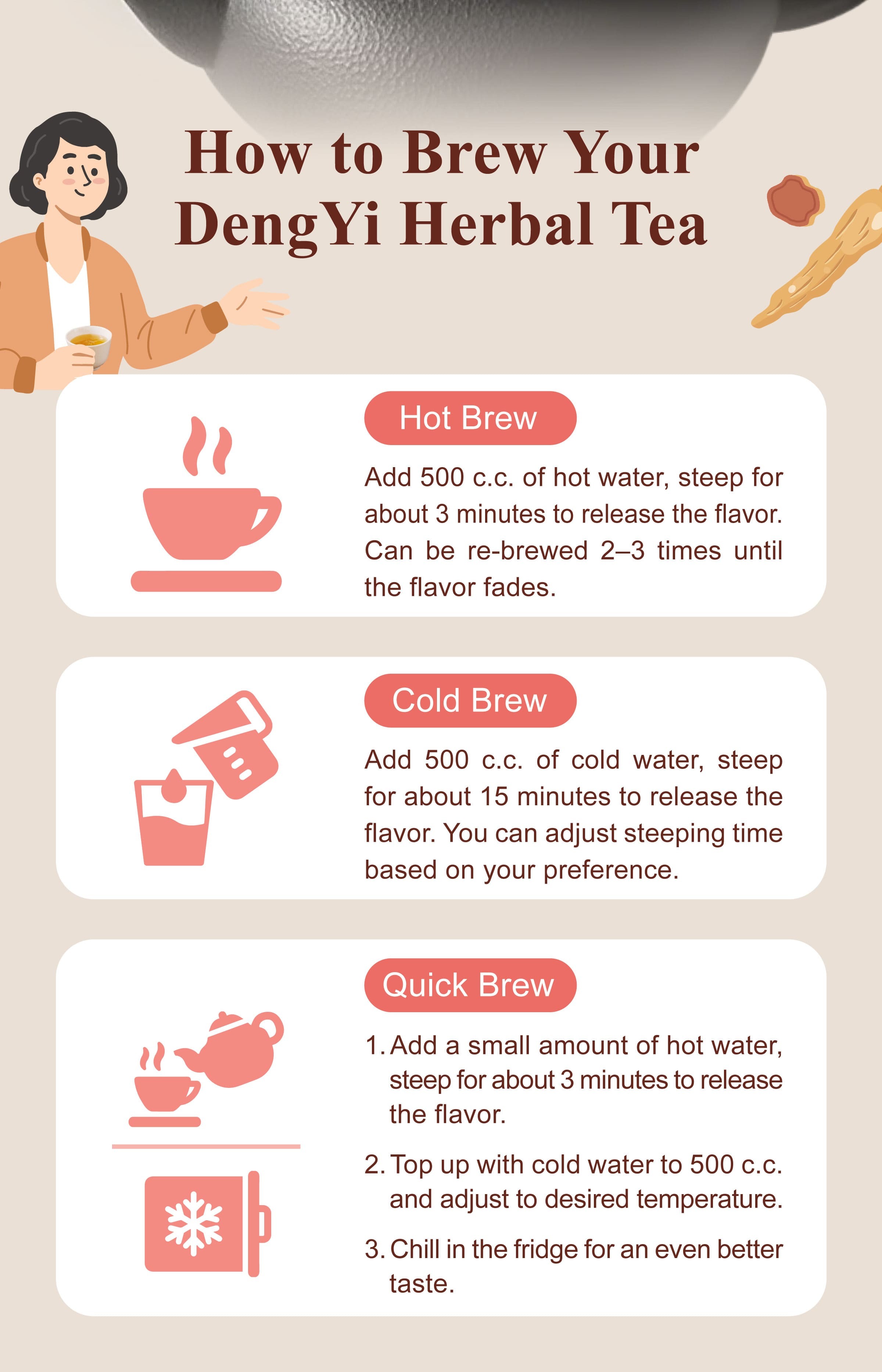 Dengyi Oriental Ginseng Tea Brewing Instructions