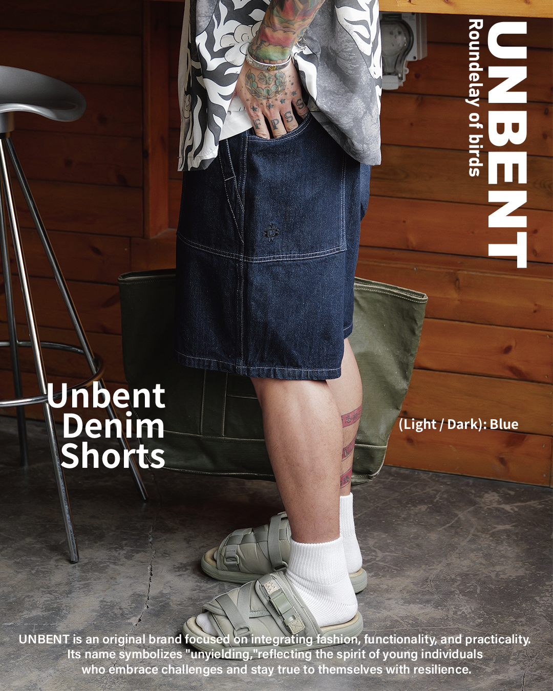 #預購 UNBENT 25SS 日系 復古水洗 麵包口袋 牛仔短褲 2色