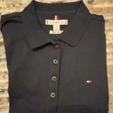 [S] TOMMY HILFIGER BLACK TRETCH-COTTON SLIM FIT POLO DRESS, 76J4861-410 (STH1213)