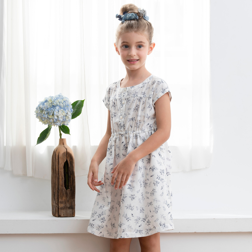 PIPPY水墨青花天絲棉麻連身裙洋裝 白