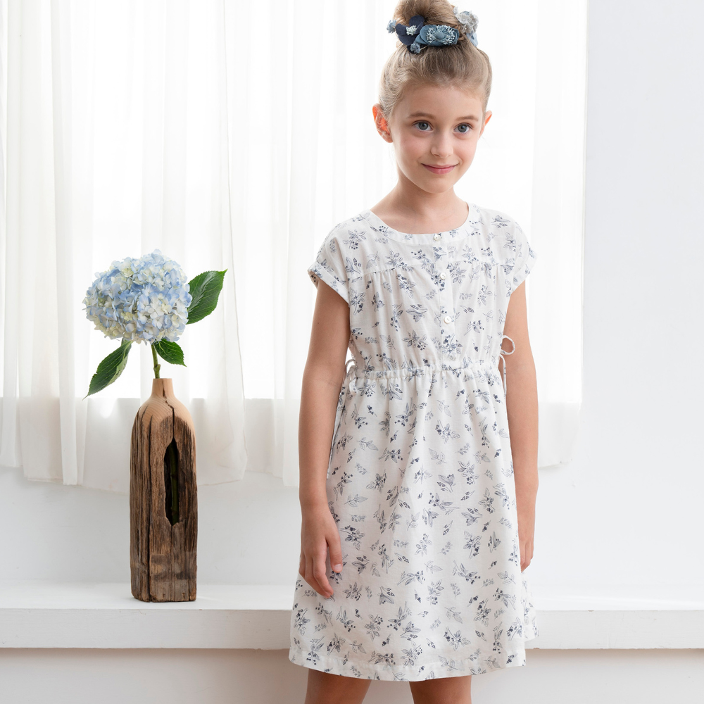 PIPPY水墨青花天絲棉麻連身裙洋裝 白