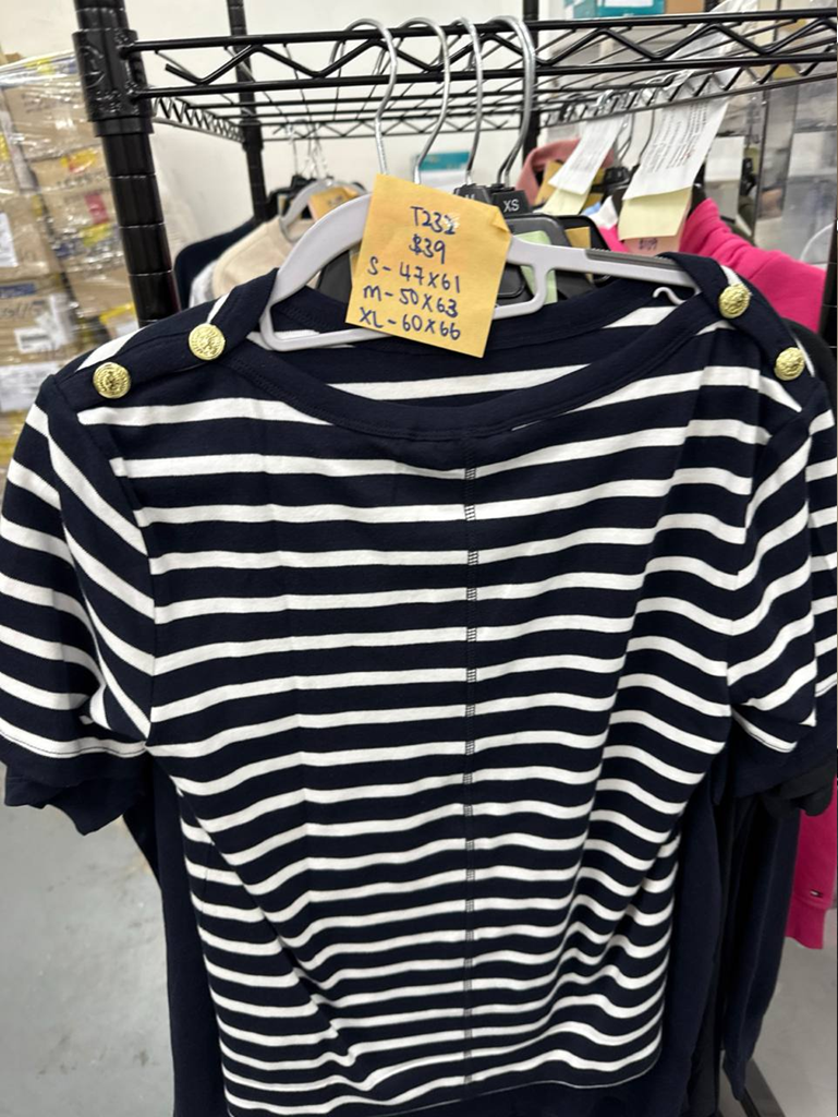 [S] TOMMY HILFIGER NAVY LADY STRIPE T-SHIRT, 76J5477-410 (STH1222)