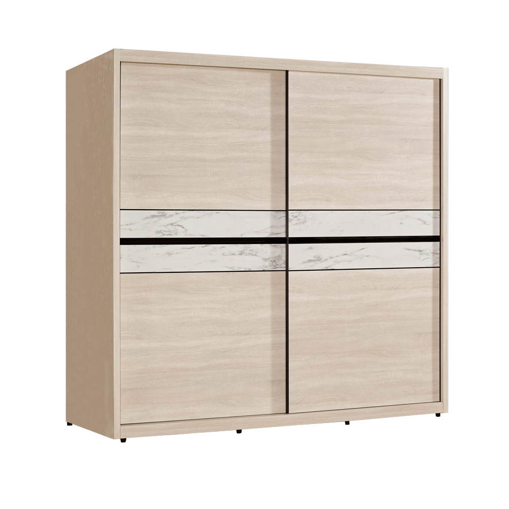 妮絲4.9尺大理石紋推門/拉門衣櫃(三吊桿+附穿衣鏡)