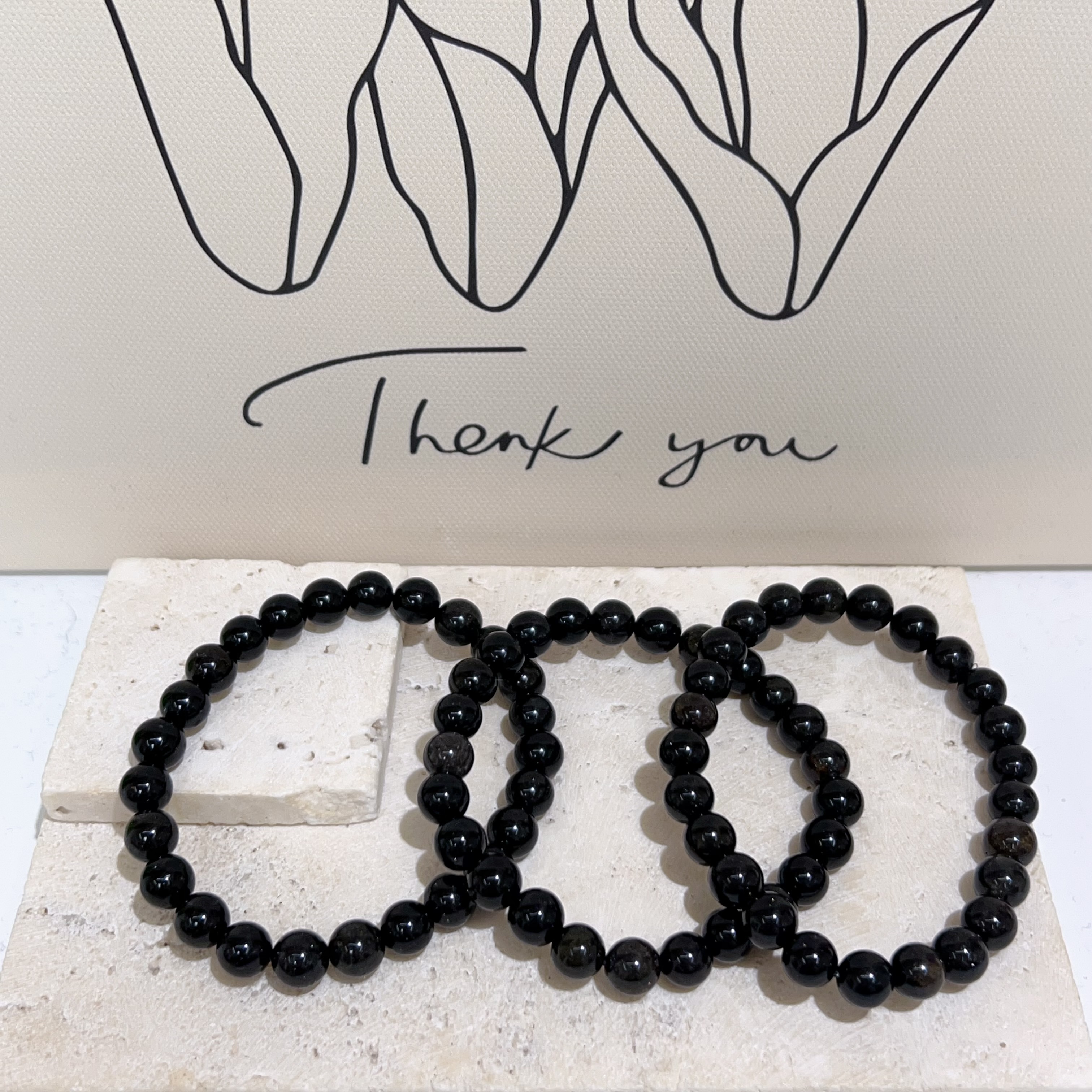 滿髮黑髮晶手串 7+mm