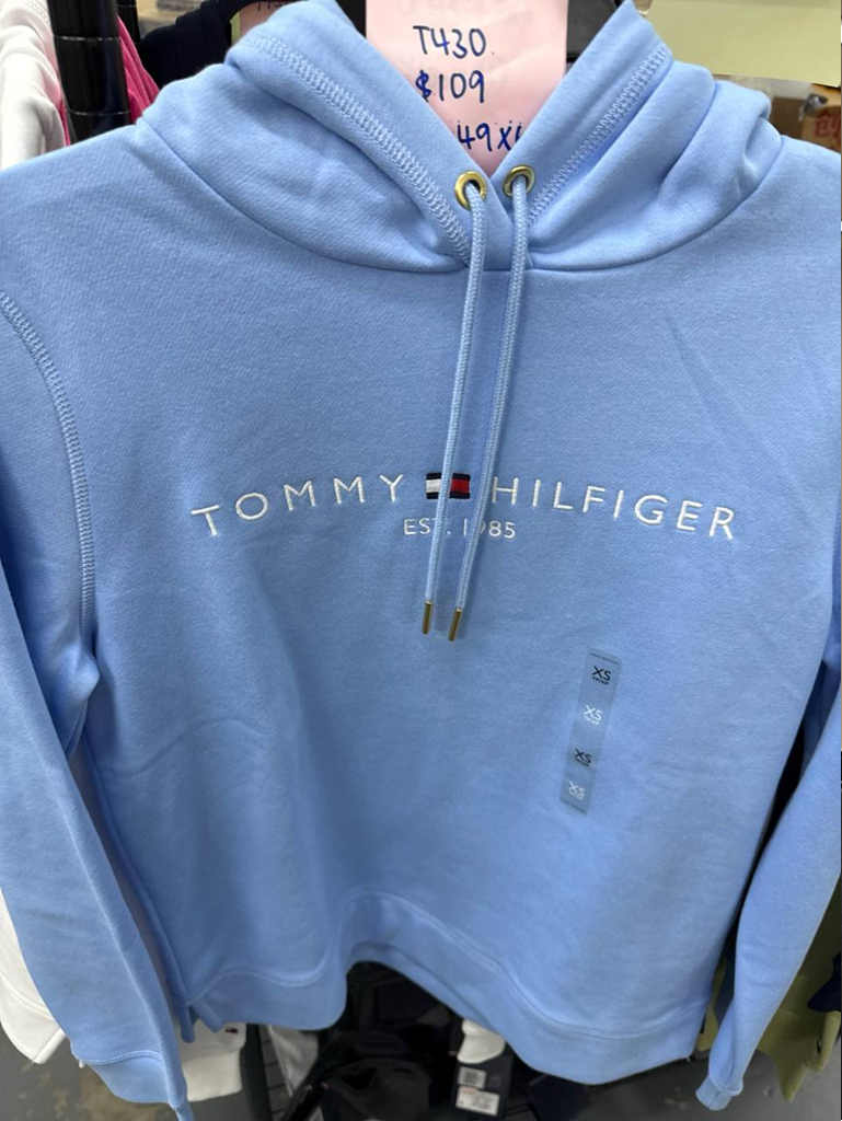 [S] TOMMY HILFIGER SKYBLUE EMBROIDERED TOMMY LOGO HOODIE, 76J5309-402 (STH1229)