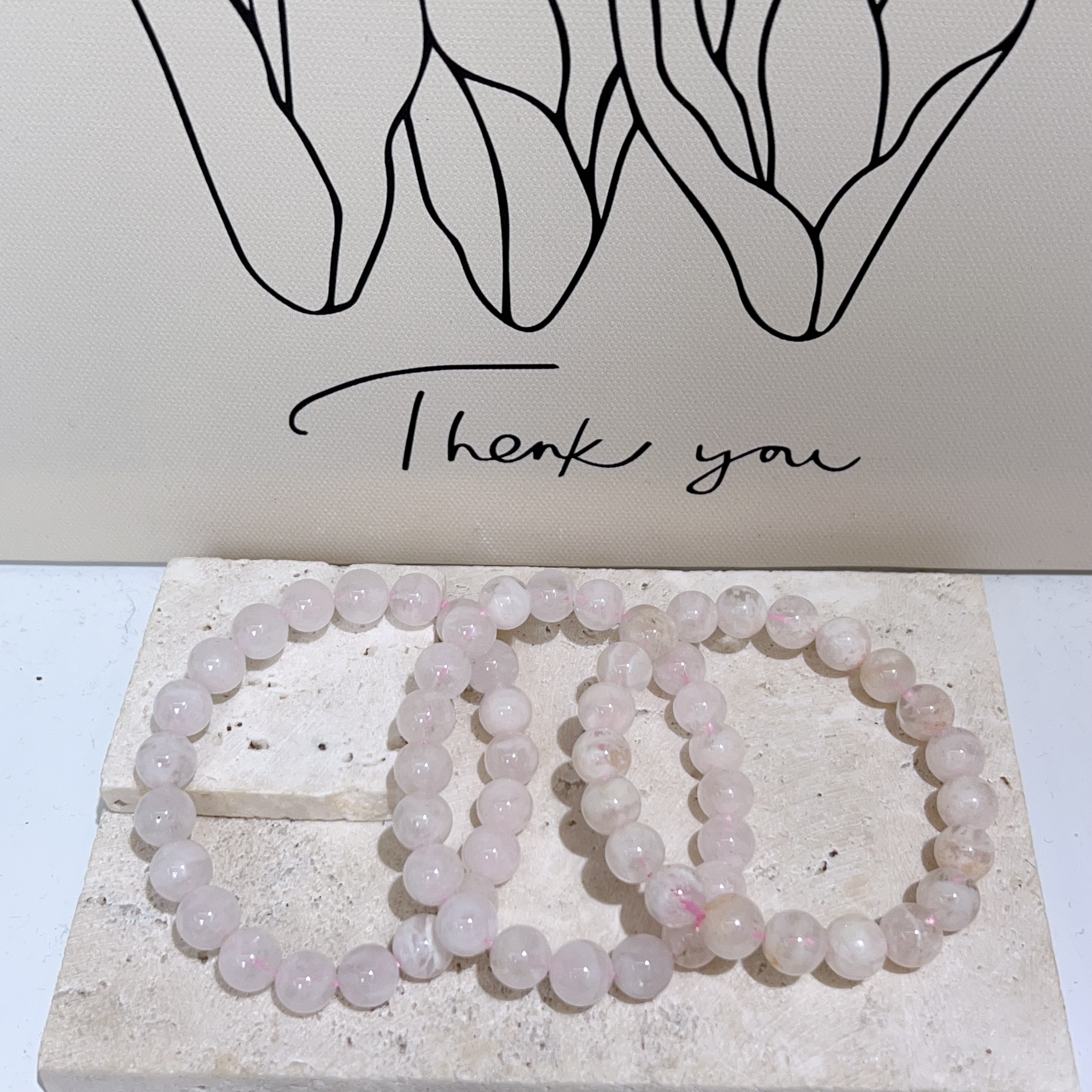 粉雪花幽靈手串 9mm