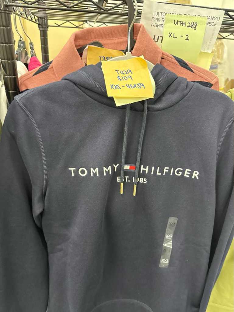 [S] TOMMY HILFIGER NAVY EMBROIDERED TOMMY LOGO HOODIE, 76J5309-410 (STH1236)