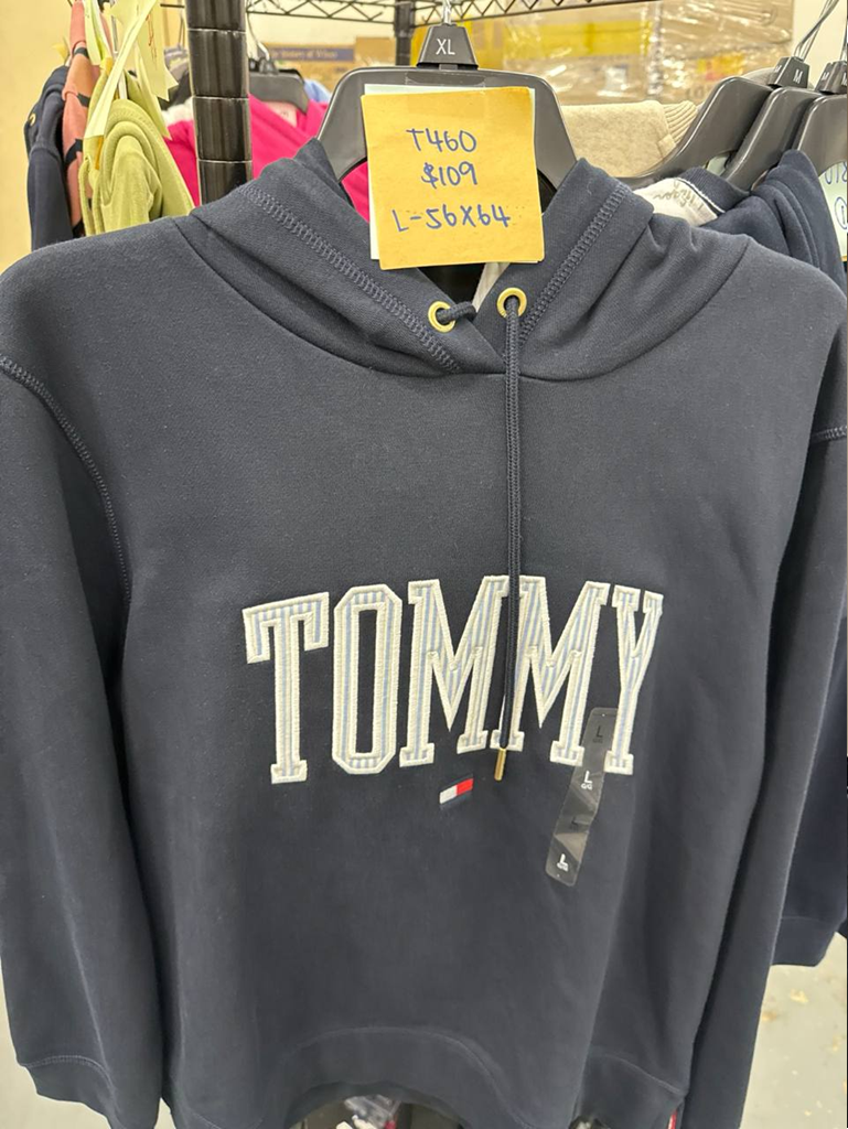 [S] TOMMY HILFIGER NAVY ITHACA STRIPE TOMMY LOGO HOODIE, XW04787-400 (STH1238)