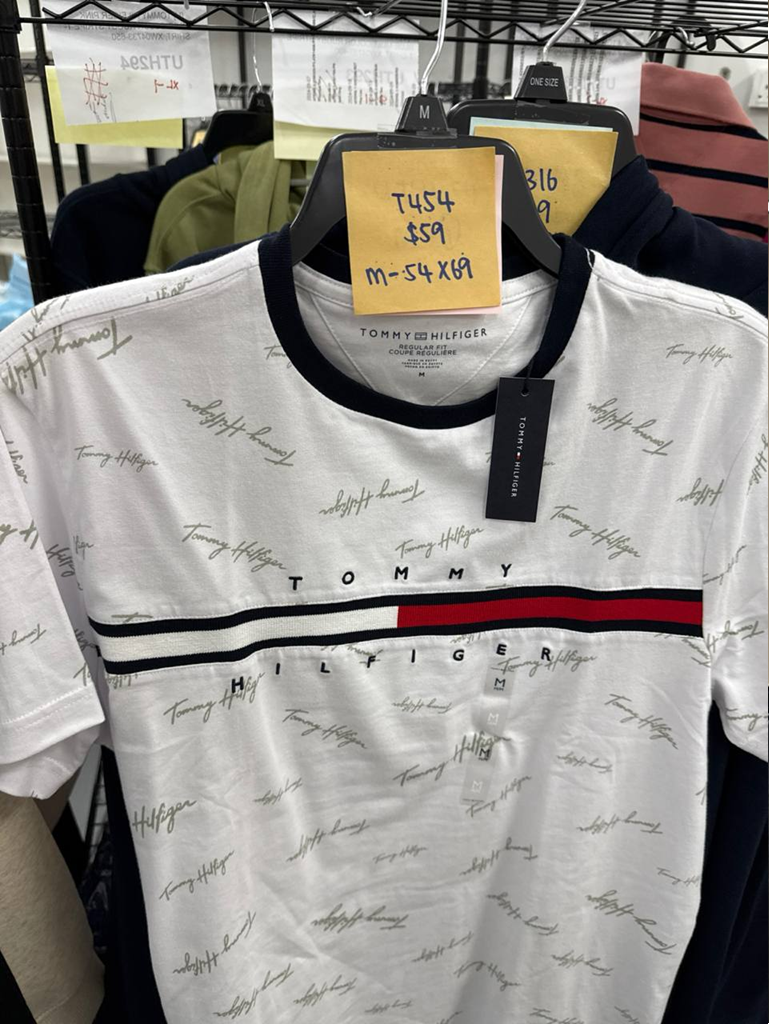 [S] TOMMY HILFIGER WORDING WHITE SIGNATURE FLAG STRIPE LOGO T-SHIRT, 78JA523-110 (STH1240)