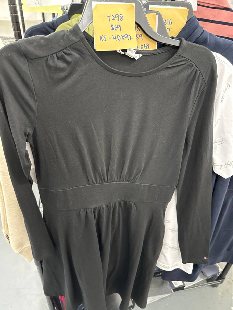 [S] TOMMY HILFIGER BLACK LONG SLEEVE FIT AND FLARE DRESS, 76J5402-001 (STH1241)