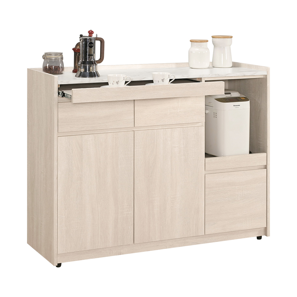 妮絲4尺仿石面收納餐櫃/碗盤置物櫃/電器櫃