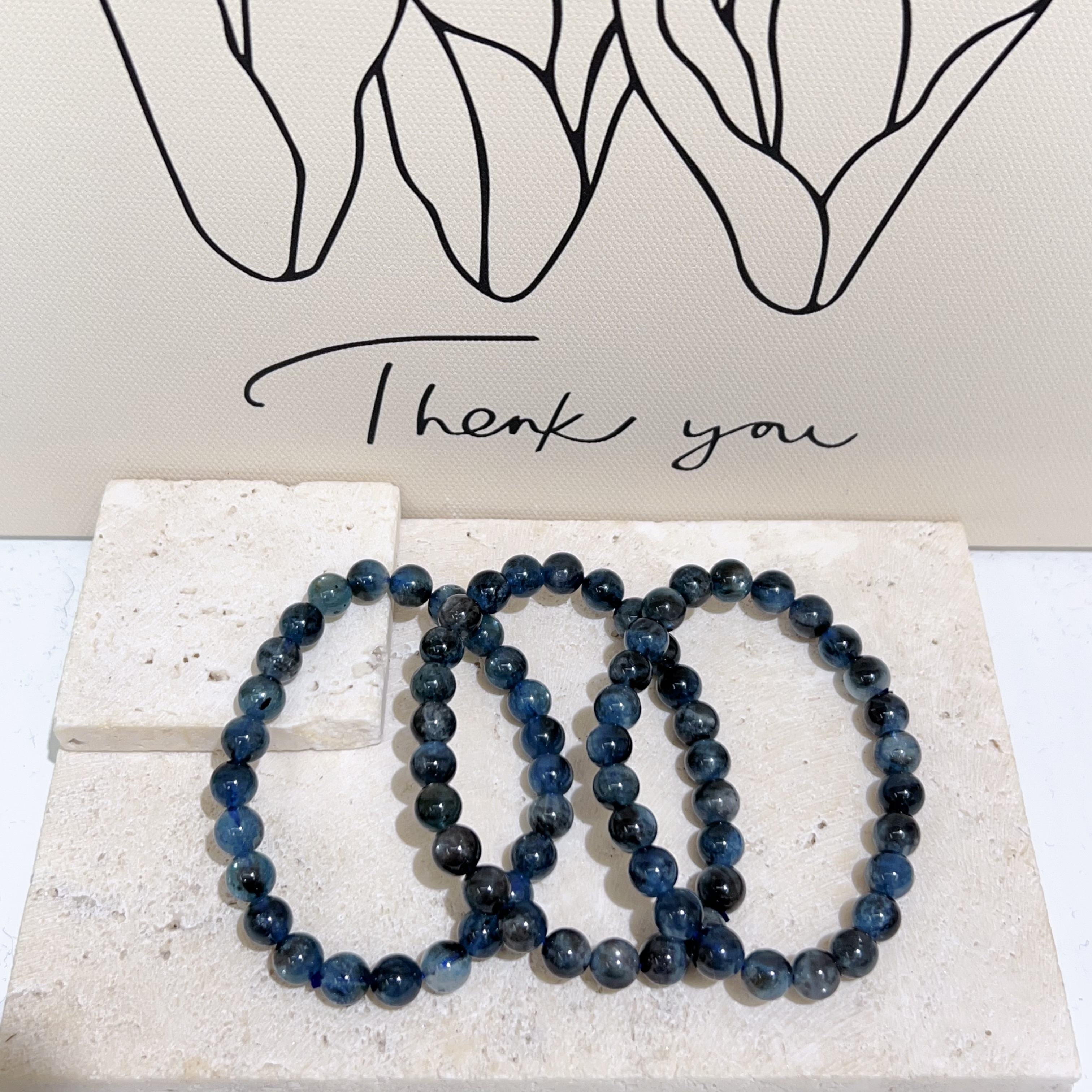 黑爆閃海藍寶手串 7mm