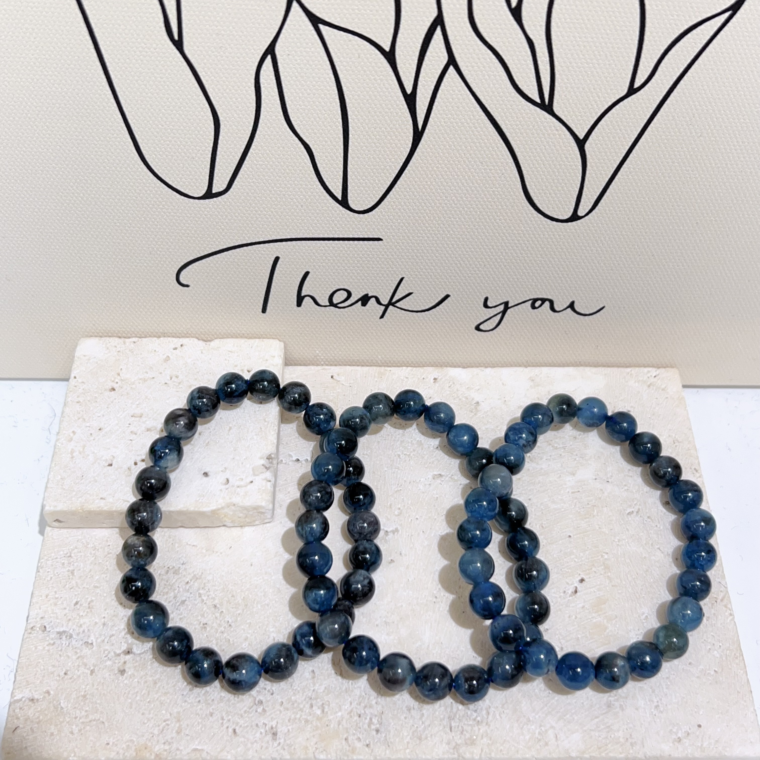 黑爆閃海藍寶手串 7+mm