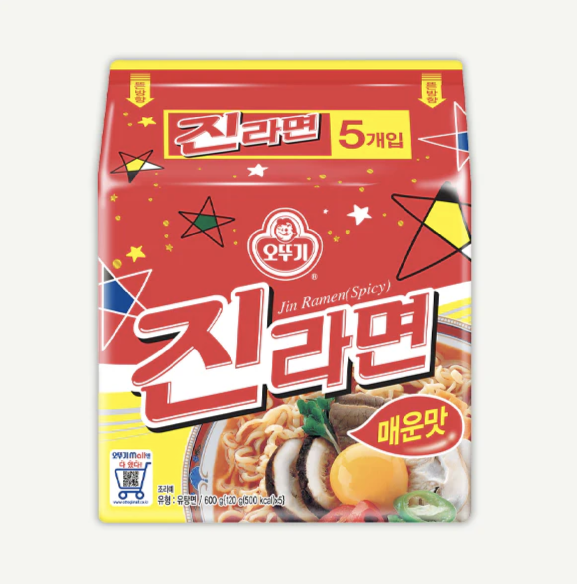 OTTOGI Jin Ramen - Spicy (125g*5)8801045522265 EXP.2025.05.26