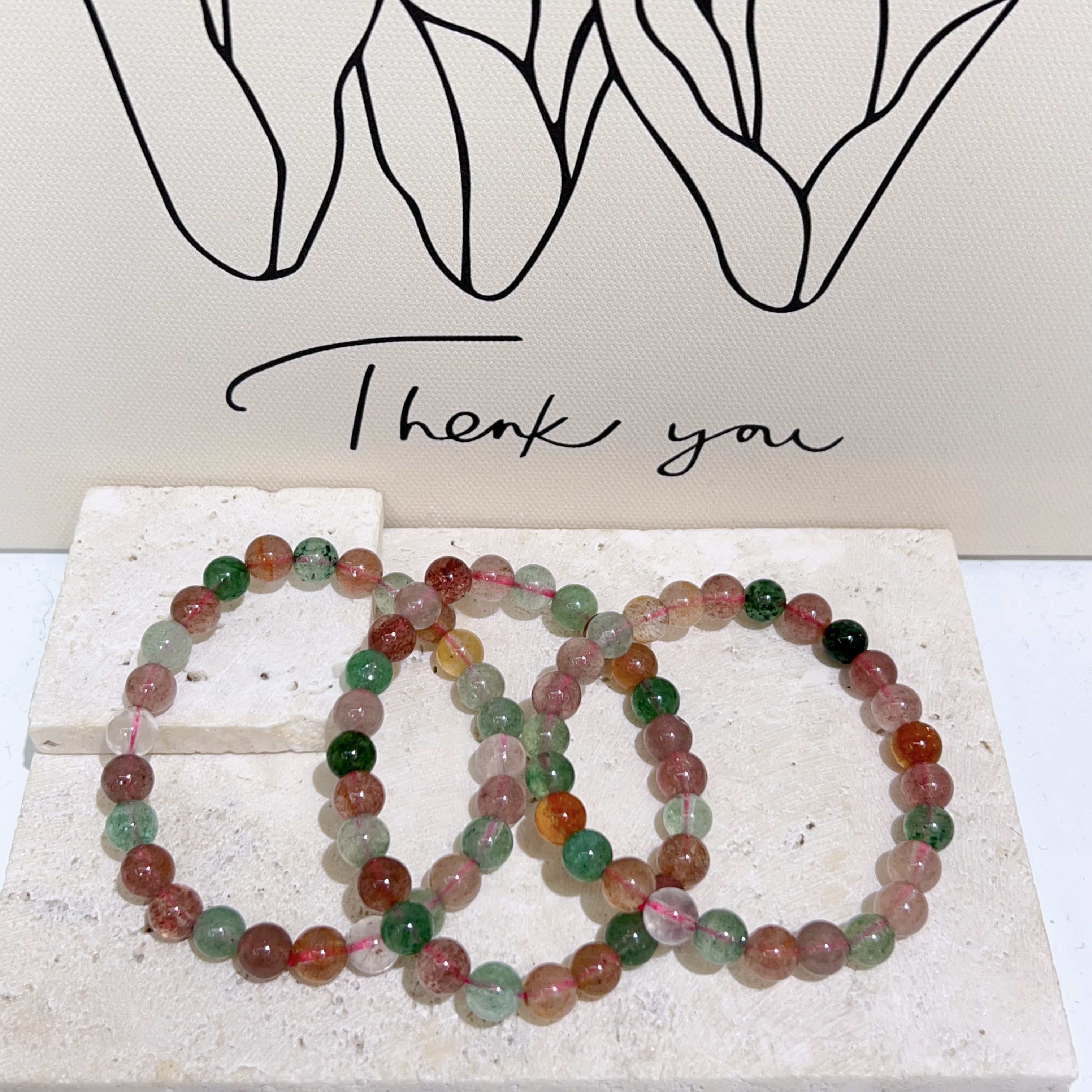 紅綠草莓晶手串 7+mm