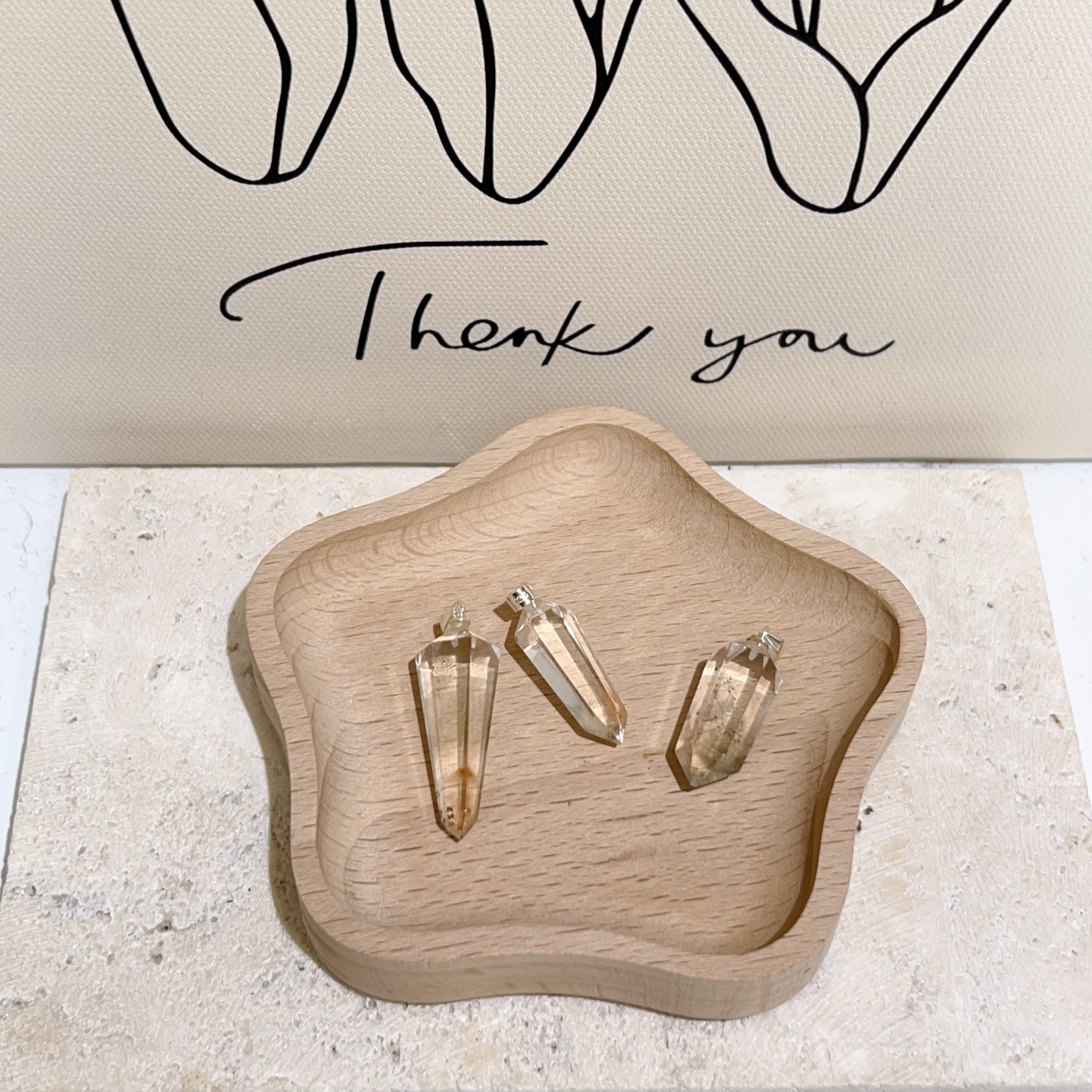 橙兔毛綠幽靈共生雙尖純銀吊墜