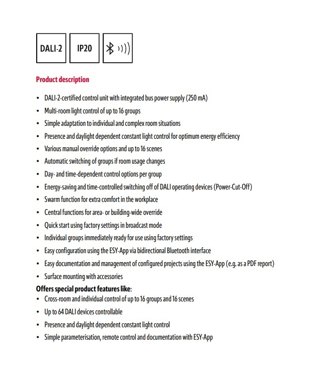 ESYLUX EC10431883 智慧型控制器 APC 20 PS DALI-2