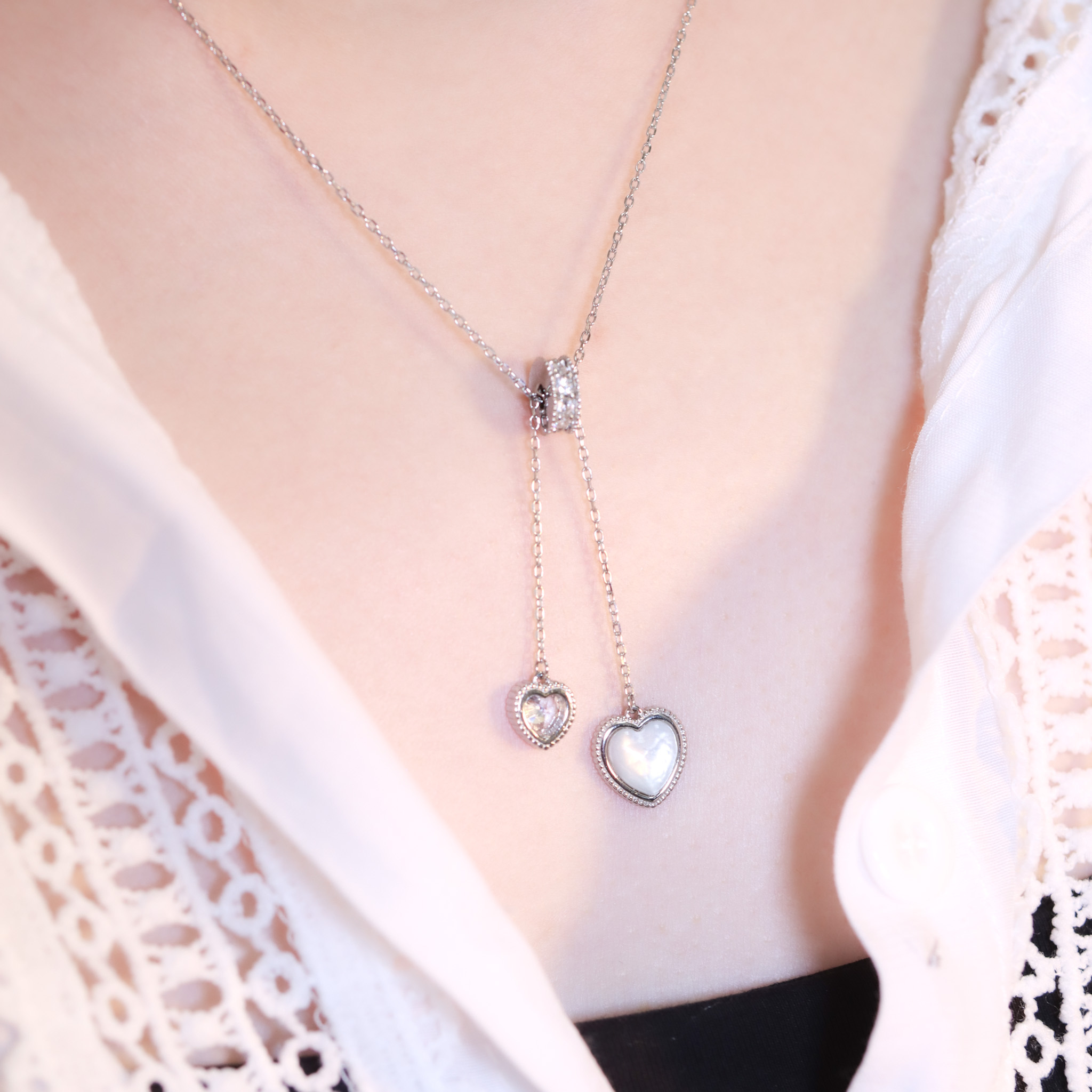 | 925純銀・厚鍍白金 | 愛意鞦韆項鍊 | NE1388 |